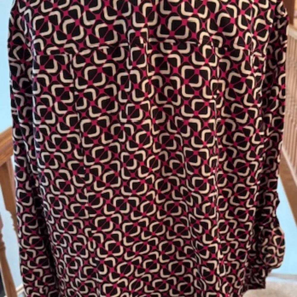 NWT Michael Kors Fuchsia/Black Zip Blouse, 1X - Picture 2 of 5